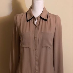 Forever 21 Tan & Black Chiffon Blouse
